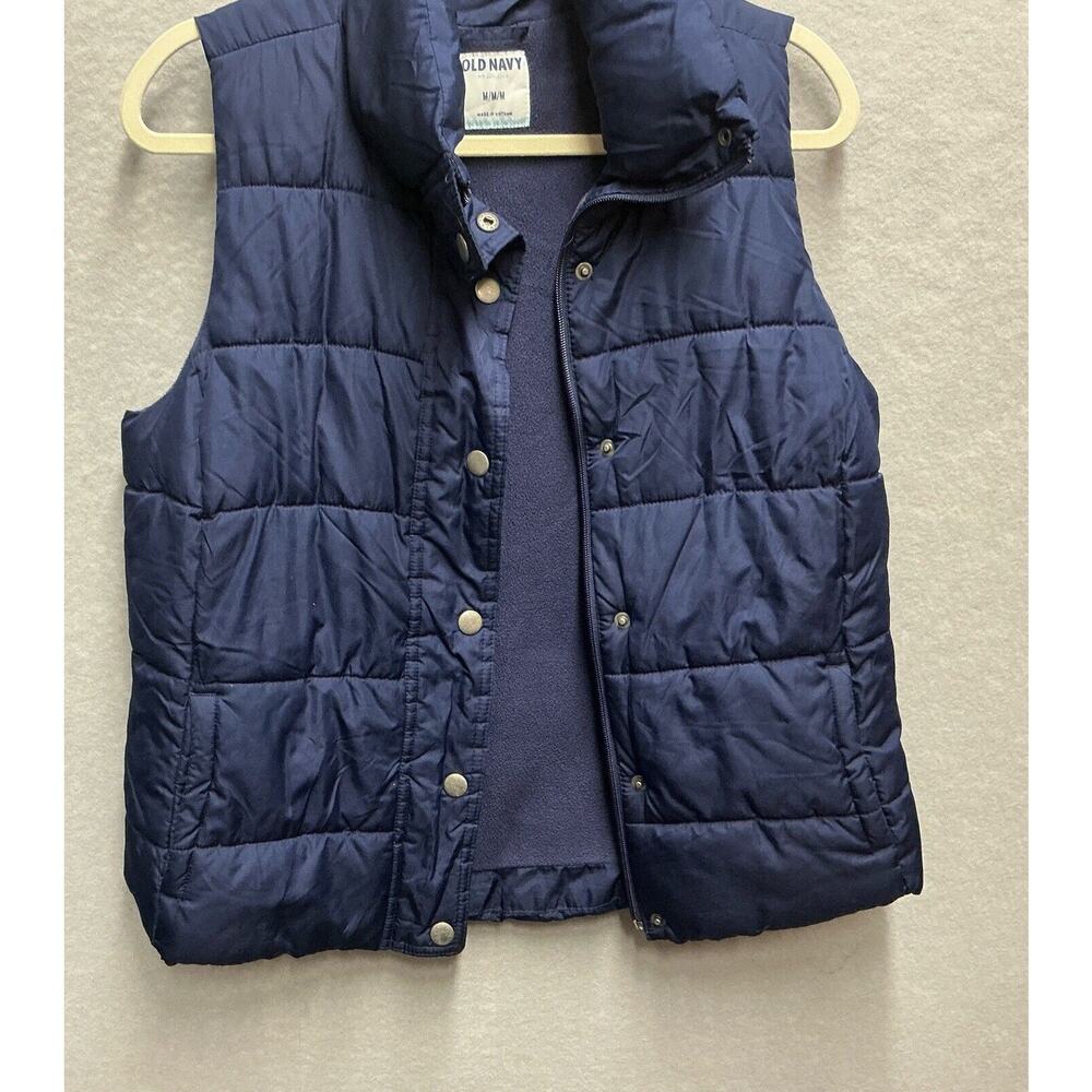 Old Navy Women's Navy Fleece Lined Full Zip Collared Puffer Vest Size Medium - Picture 13 of 13